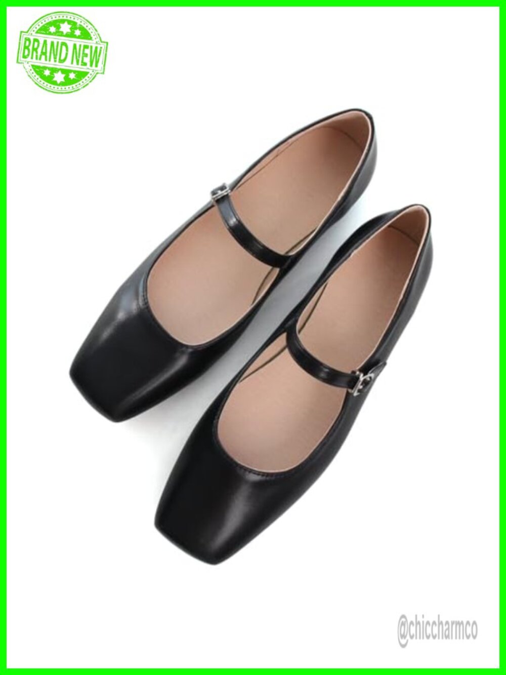 Faux Leather Square Toe Retro Mary Jane Flats Women's Adjustable Buckle Slip On